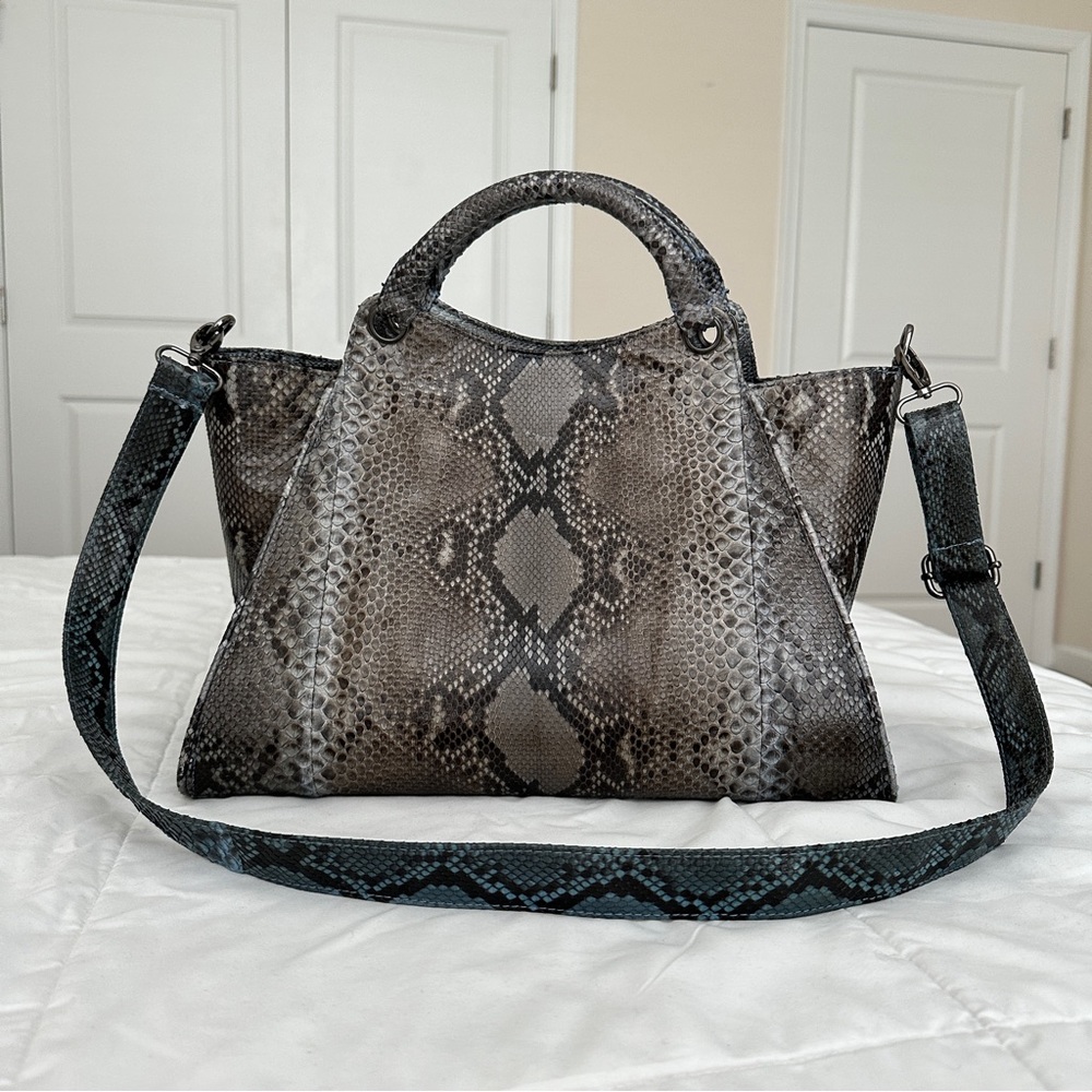 Python Shoulder Bag Greyish Blue - image 1